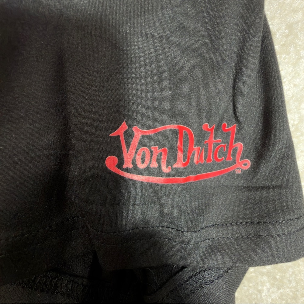 Von Dutch Black Tee with Winged Eyeball and Red-Yellow Flames - Picture 4 of 8